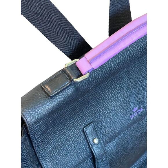 J. Estina Black Pebbled Leather Backpack Style Computer Bag Brief Case - Picture 8 of 16